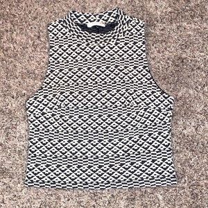 White and black design crop top, size M